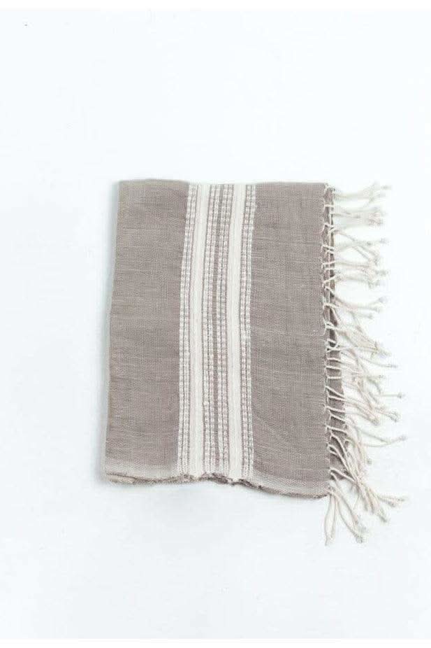 Aden Cotton Hand Towel in Stone with Natural - Kitchen Towels photo