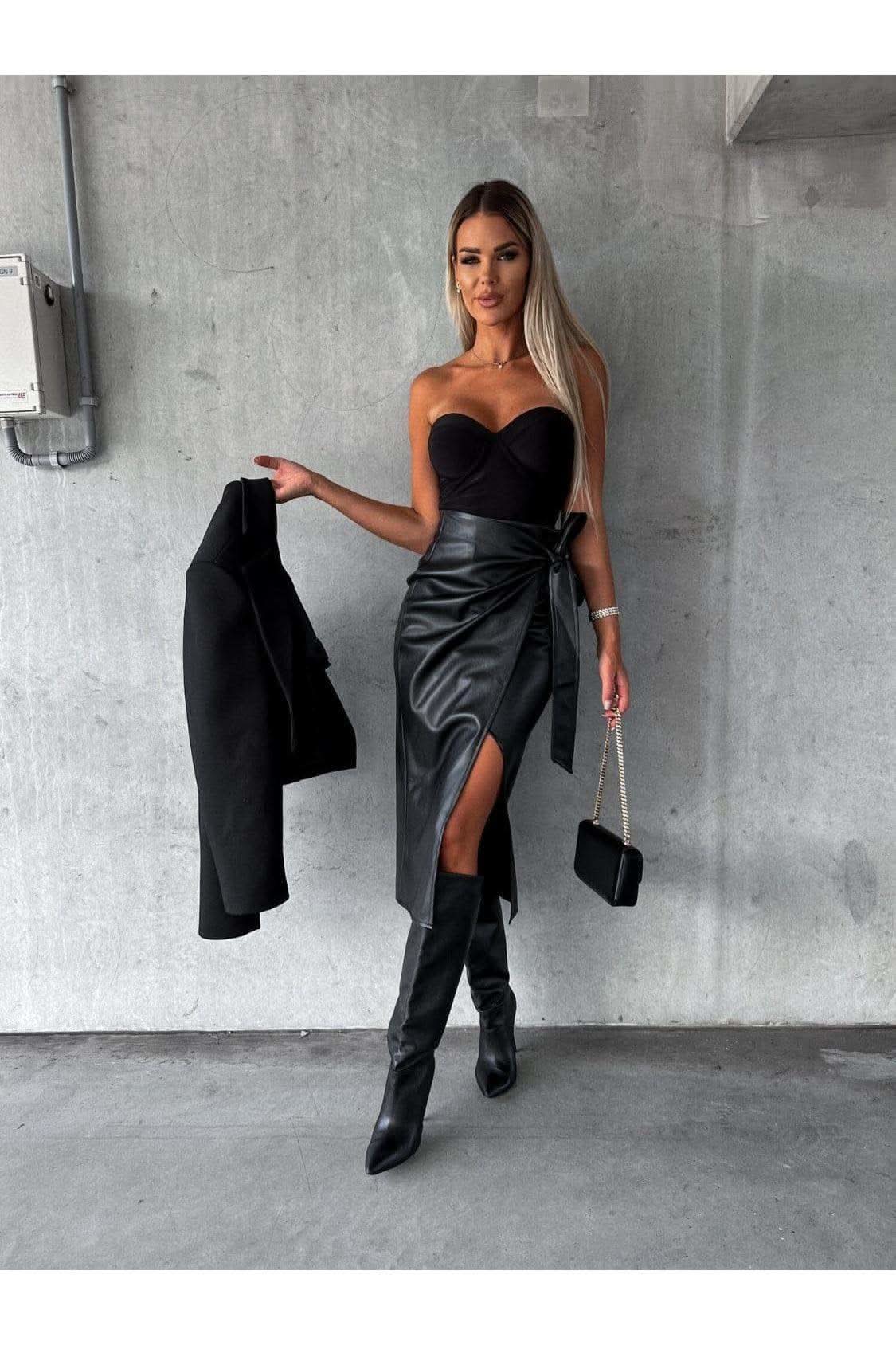 Alexa Tied High Waist Skirt - SwagglyLife Home & Fashion Alexa Tied High Waist Skirt - SwagglyLife Home & Fashion