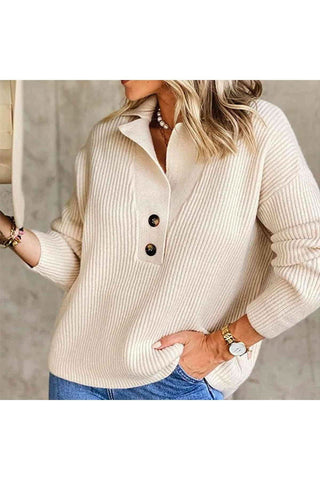 Alice Collared Neck Rib-Knit Top - SwagglyLife Home & Fashion Alice Collared Neck Rib-Knit Top - SwagglyLife Home & Fashion