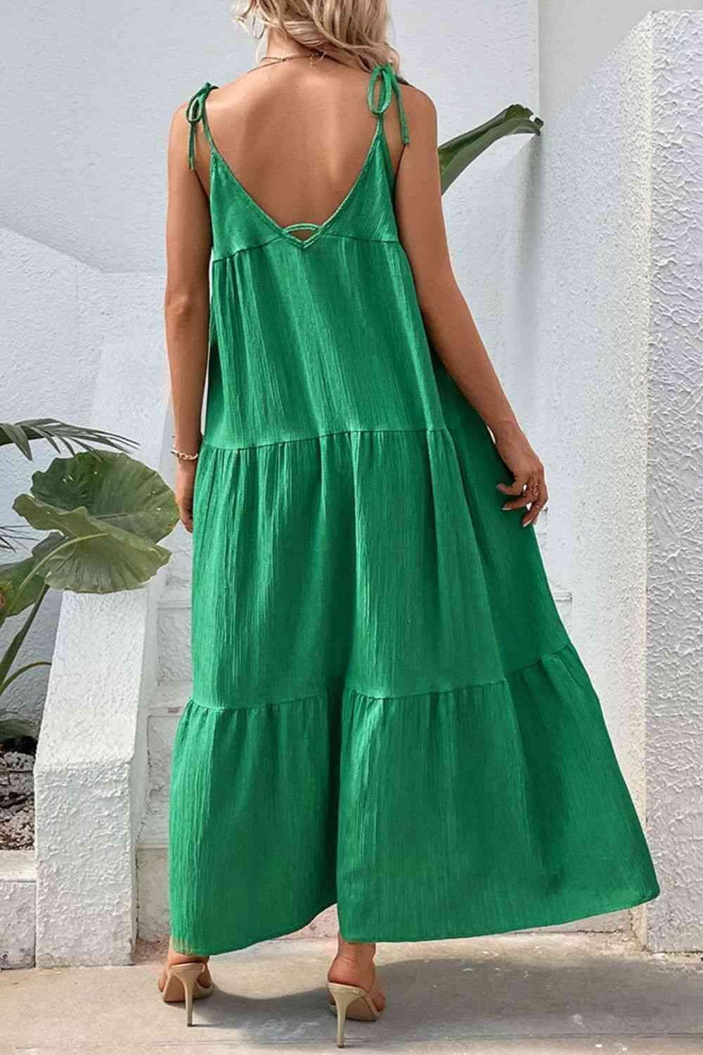Amelia Tie-Shoulder Tiered Maxi Dress in - Maxi Dresses photo