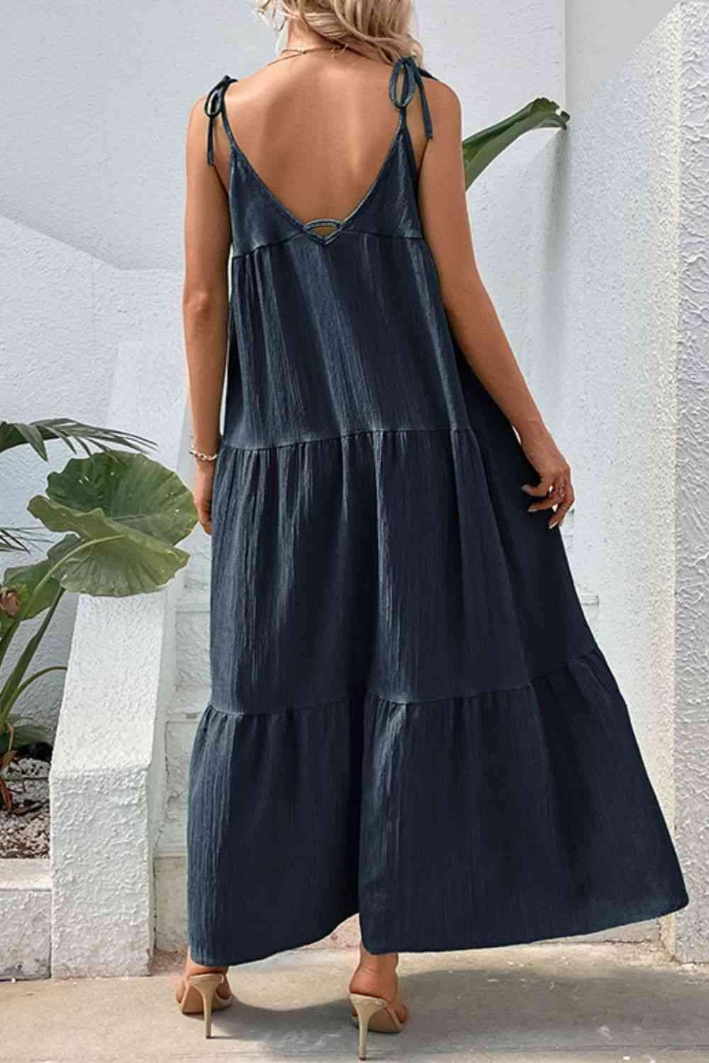 Amelia Tie-Shoulder Tiered Maxi Dress in - Maxi Dresses photo