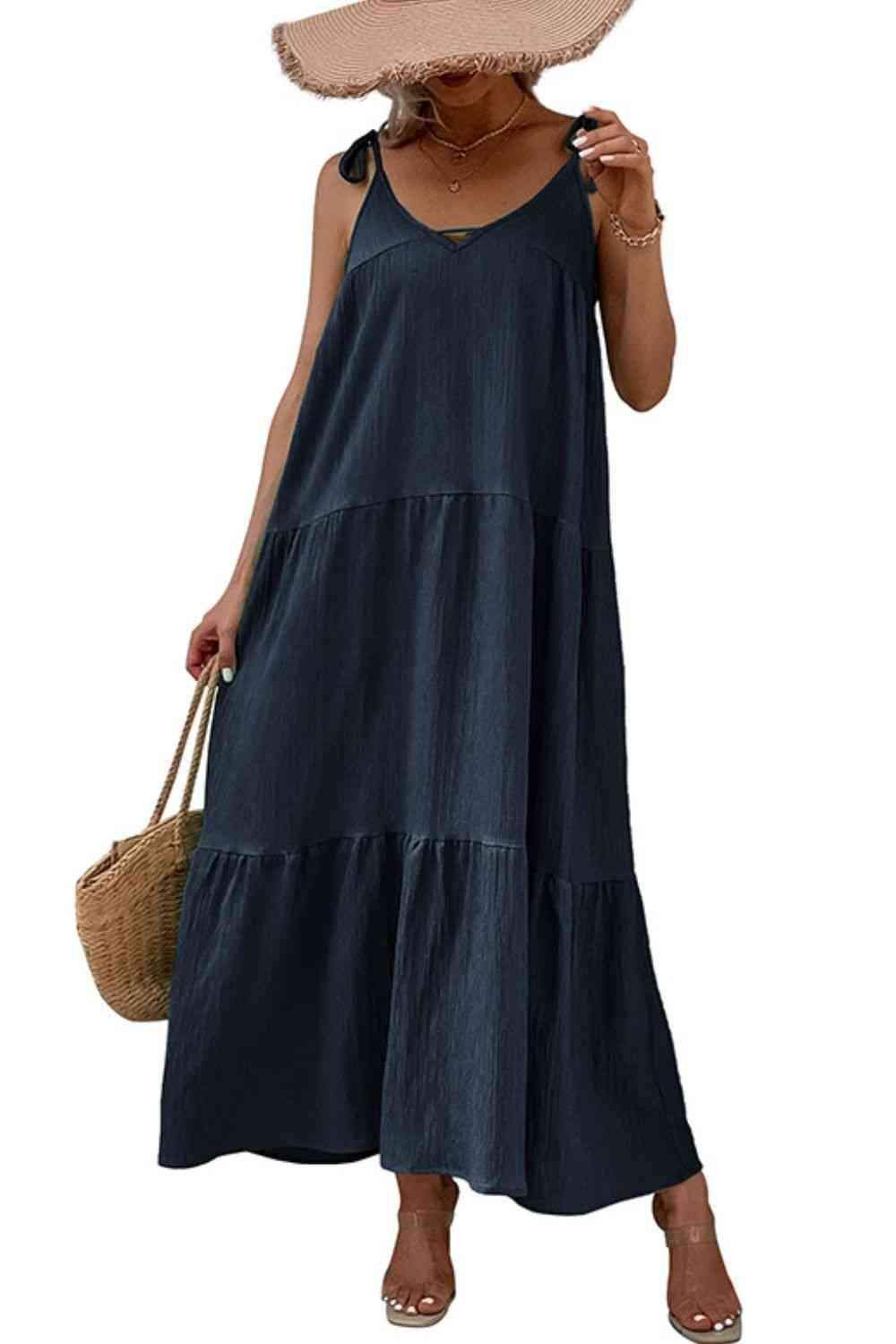 Amelia Tie-Shoulder Tiered Maxi Dress in - Maxi Dresses photo