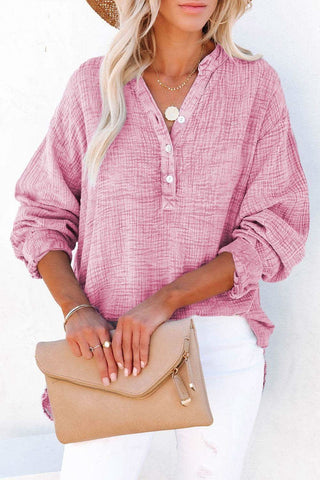Amy Buttoned Long Sleeve Blouse - SwagglyLife Home & Fashion Amy Buttoned Long Sleeve Blouse - SwagglyLife Home & Fashion