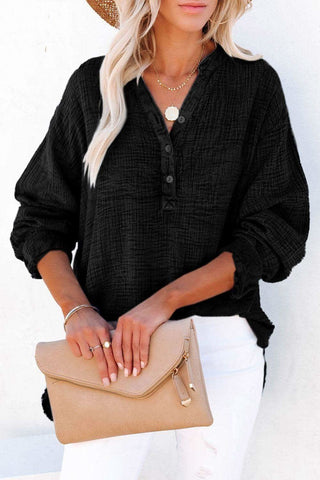 Amy Buttoned Long Sleeve Blouse - SwagglyLife Home & Fashion Amy Buttoned Long Sleeve Blouse - SwagglyLife Home & Fashion