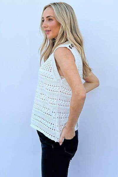 And The Why Hollowed Out Buttoned Tank - SwagglyLife Home & Fashion And The Why Hollowed Out Buttoned Tank - SwagglyLife Home & Fashion