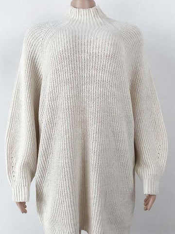 Andrea Mock Neck Dropped Shoulder Sweater Dress - SwagglyLife Home & Fashion Andrea Mock Neck Dropped Shoulder Sweater Dress - SwagglyLife Home & Fashion