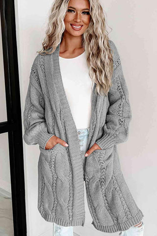 Angela Cable-Knit Dropped Shoulder Cardigan - SwagglyLife Home & Fashion Angela Cable-Knit Dropped Shoulder Cardigan - SwagglyLife Home & Fashion