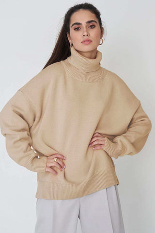 Angela Turtle Neck Dropped Shoulder Sweater - SwagglyLife Home & Fashion Angela Turtle Neck Dropped Shoulder Sweater - SwagglyLife Home & Fashion