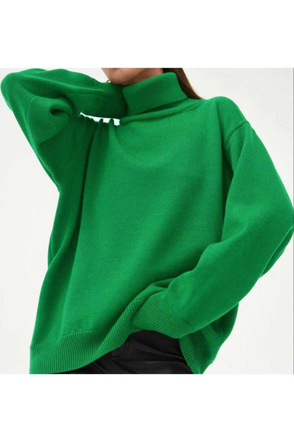 Angela Turtle Neck Dropped Shoulder Sweater - SwagglyLife Home & Fashion