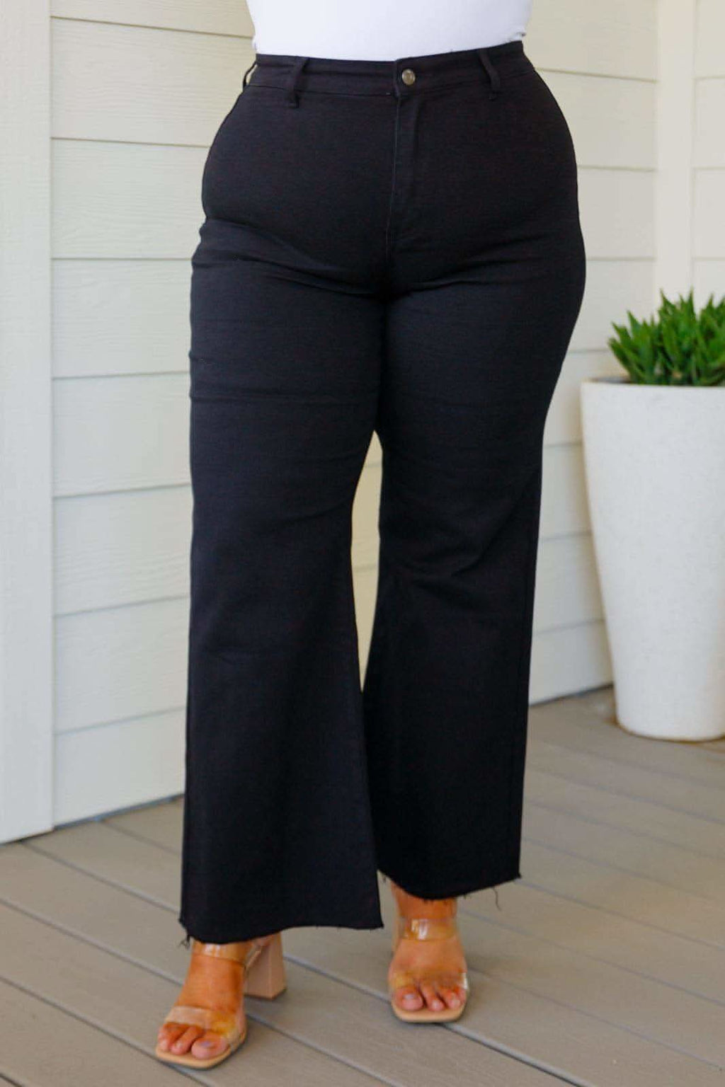 ANNIE WEAR August High Rise Wide Leg Crop Jeans in Black in - Pants photo