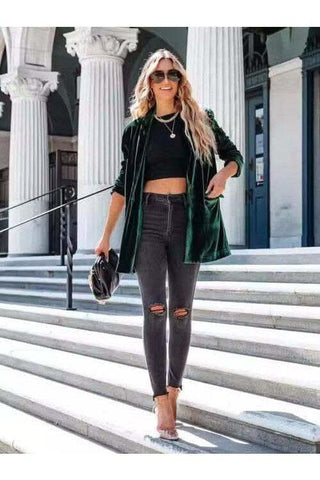 Button Up Long Sleeve Blazer with Pocket - SwagglyLife Home & Fashion Button Up Long Sleeve Blazer with Pocket - SwagglyLife Home & Fashion