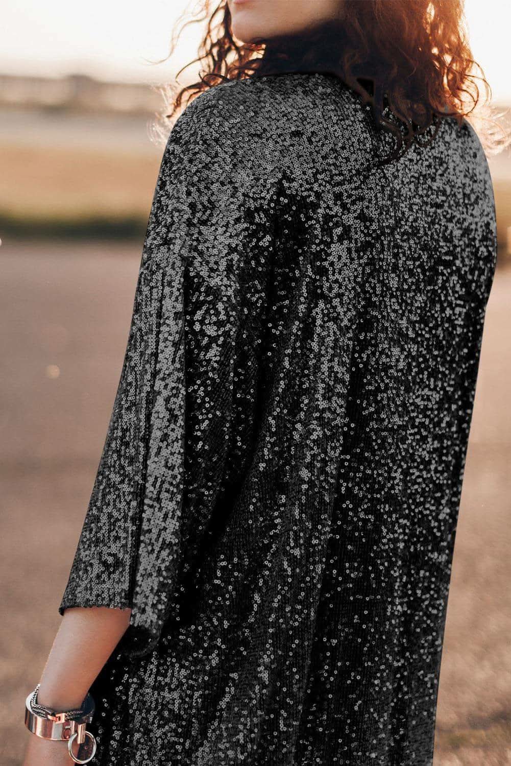 Brynlee Sequin Open Front Duster Cardigan in - Shirts & Tops photo