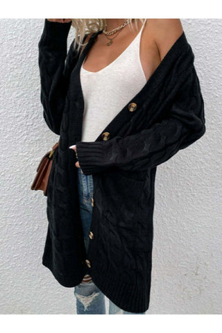 Cable-Knit Button Down Cardigan with Pockets, Multiple Colors - SwagglyLife Home & Fashion Cable-Knit Button Down Cardigan with Pockets, Multiple Colors - SwagglyLife Home & Fashion