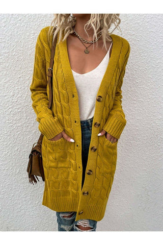 Cable-Knit Button Down Cardigan with Pockets, Multiple Colors - SwagglyLife Home & Fashion Cable-Knit Button Down Cardigan with Pockets, Multiple Colors - SwagglyLife Home & Fashion