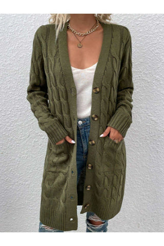 Cable-Knit Button Down Cardigan with Pockets, Multiple Colors - SwagglyLife Home & Fashion Cable-Knit Button Down Cardigan with Pockets, Multiple Colors - SwagglyLife Home & Fashion