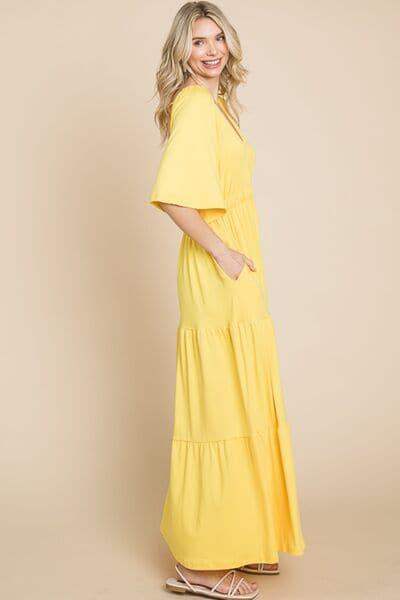 Culture Code Backless Plunge Half Sleeve Tiered Dress in - Dresses photo