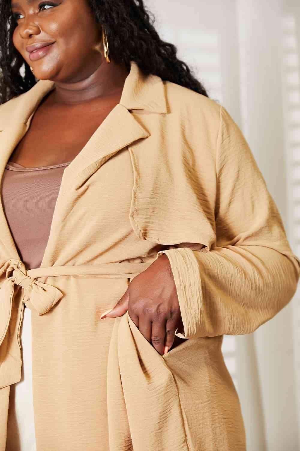 Culture Code Tied Trench Coat with Pockets in - photo