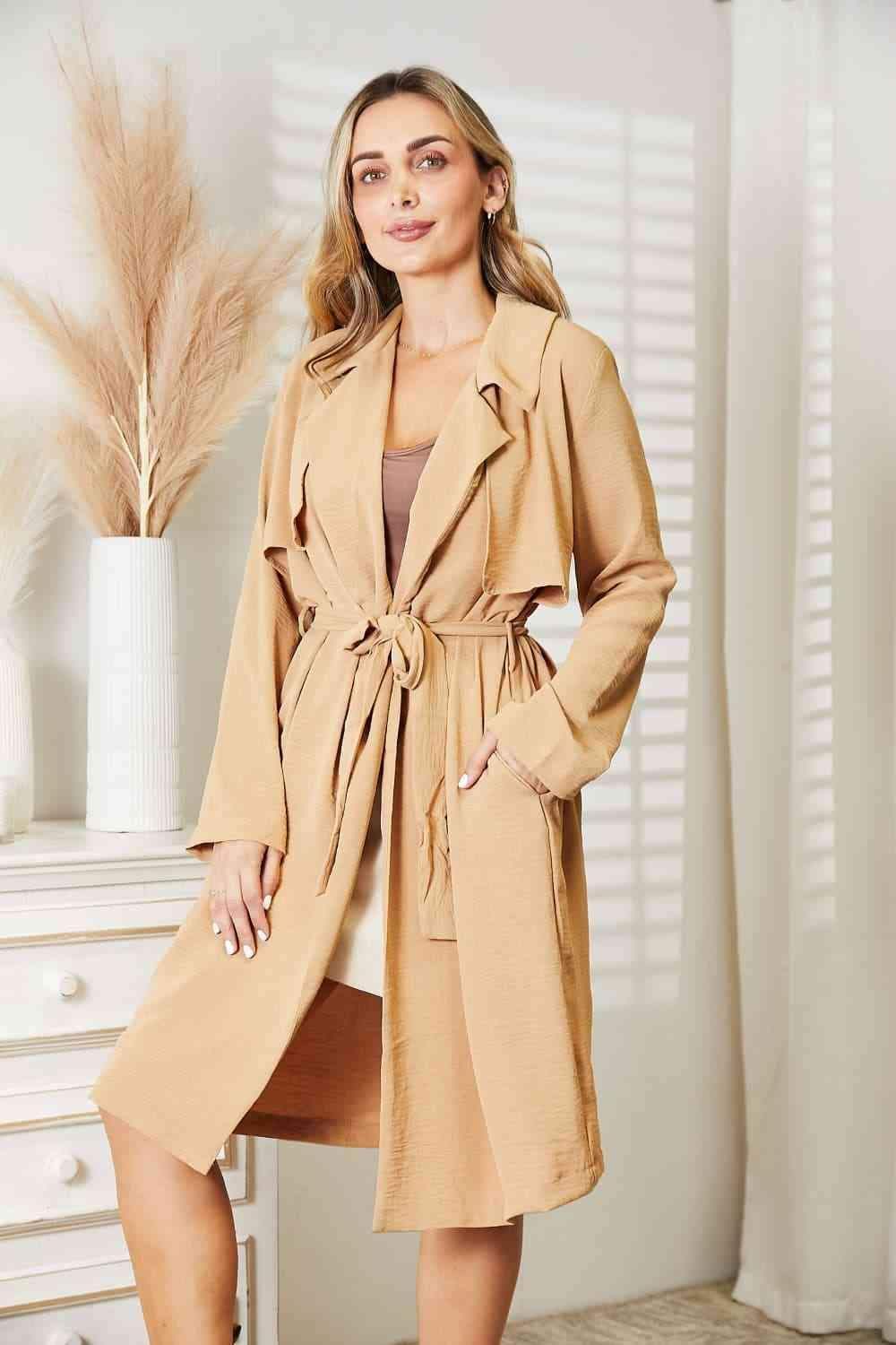 Culture Code Tied Trench Coat with Pockets in - photo