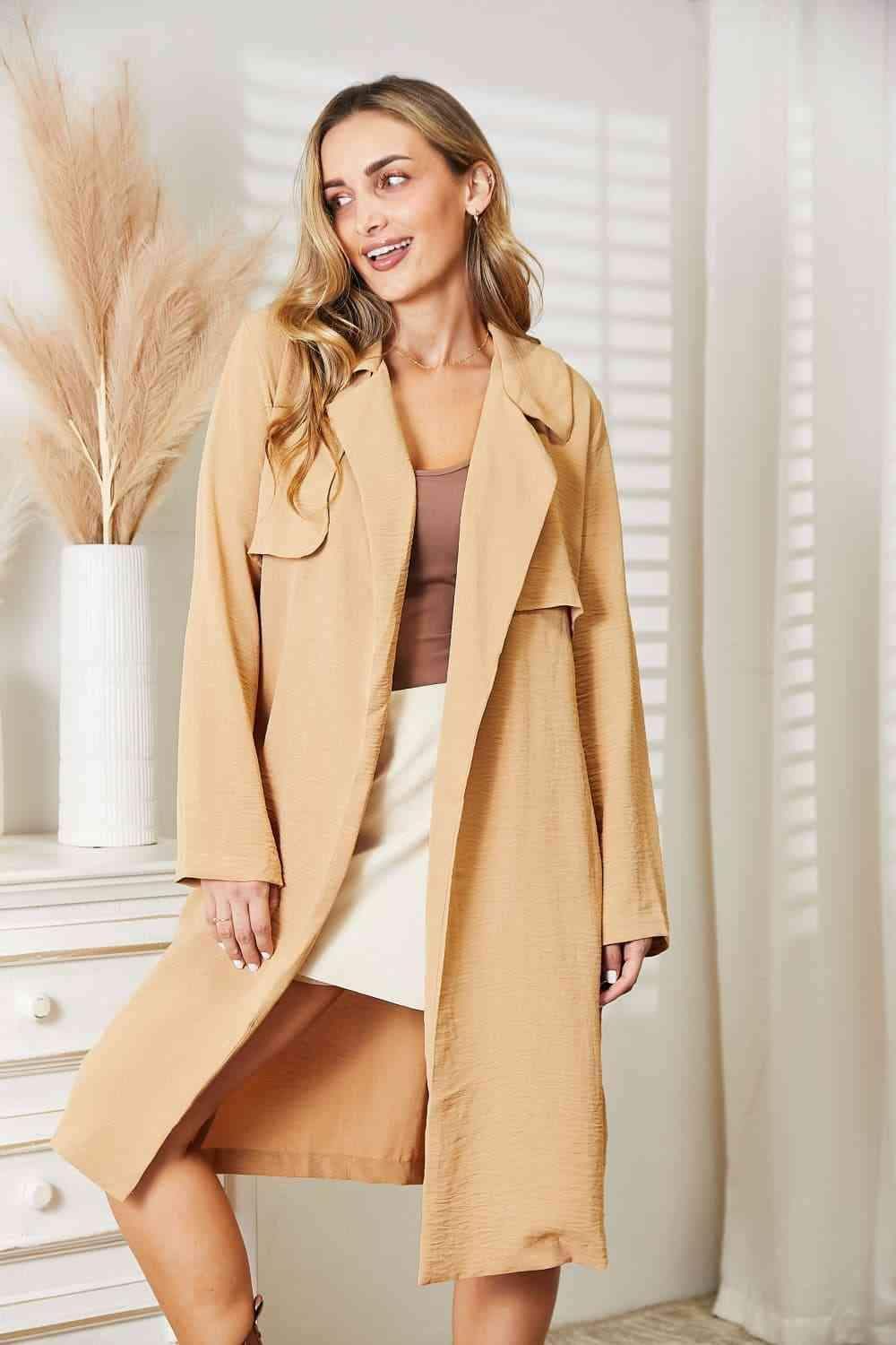 Culture Code Tied Trench Coat with Pockets in - photo