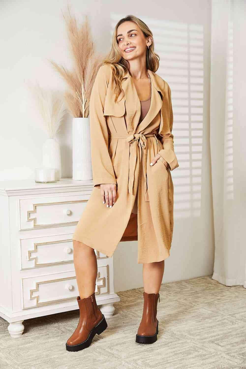 Culture Code Tied Trench Coat with Pockets in - photo