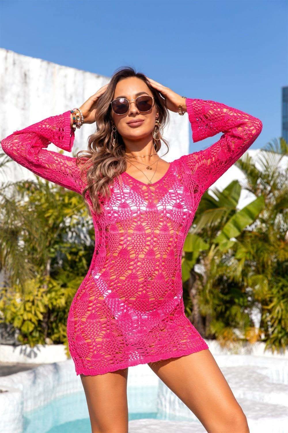 Cutout Long Sleeve Cover-Up in - photo