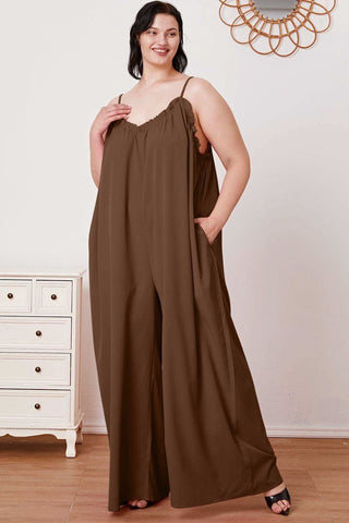 Double Take Full Size Ruffle Trim Tie Back Cami Jumpsuit with Pockets - SwagglyLife Home & Fashion Double Take Full Size Ruffle Trim Tie Back Cami Jumpsuit with Pockets - SwagglyLife Home & Fashion