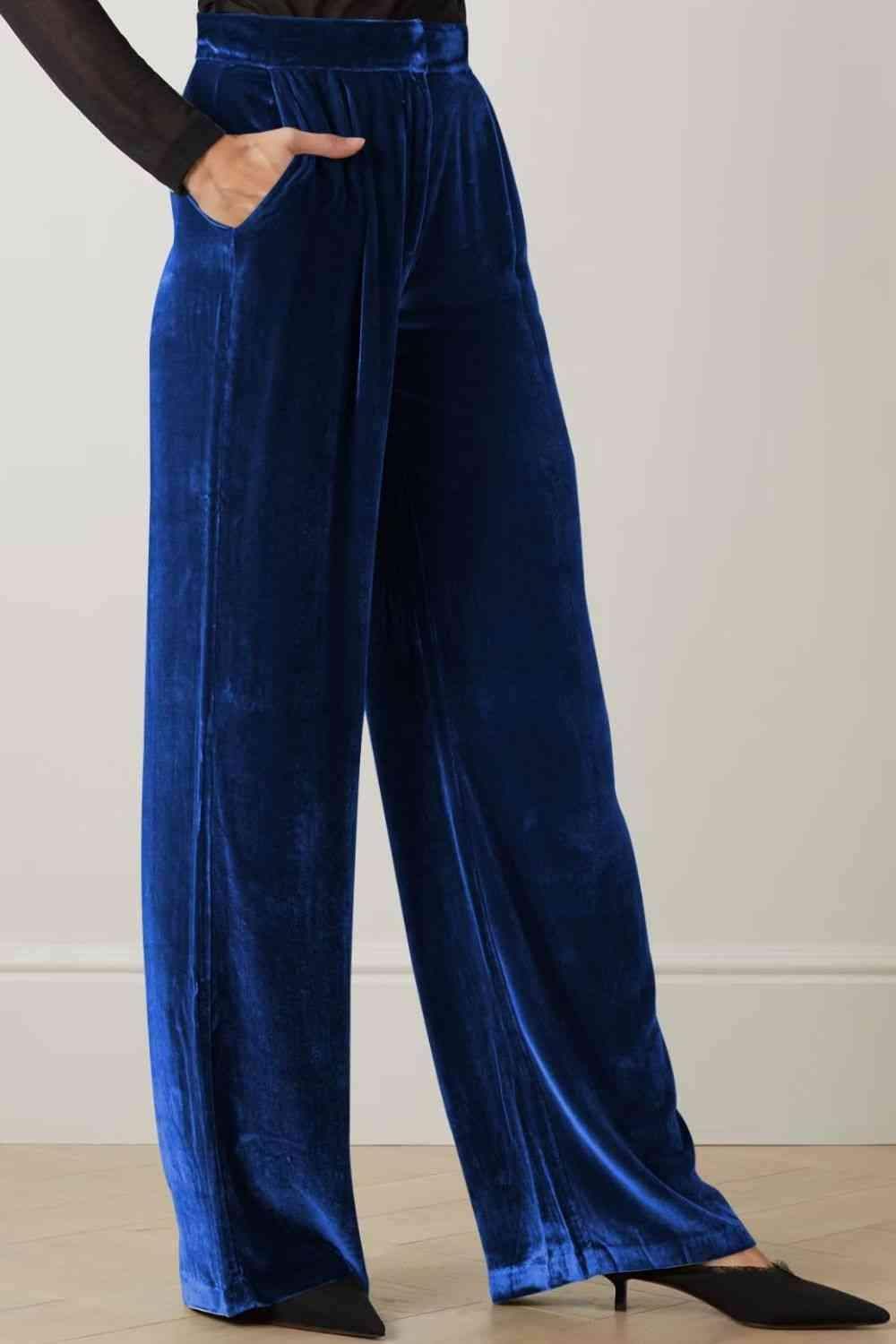 Double Take Loose Fit High Waist Long Pants with Pockets - SwagglyLife Home & Fashion