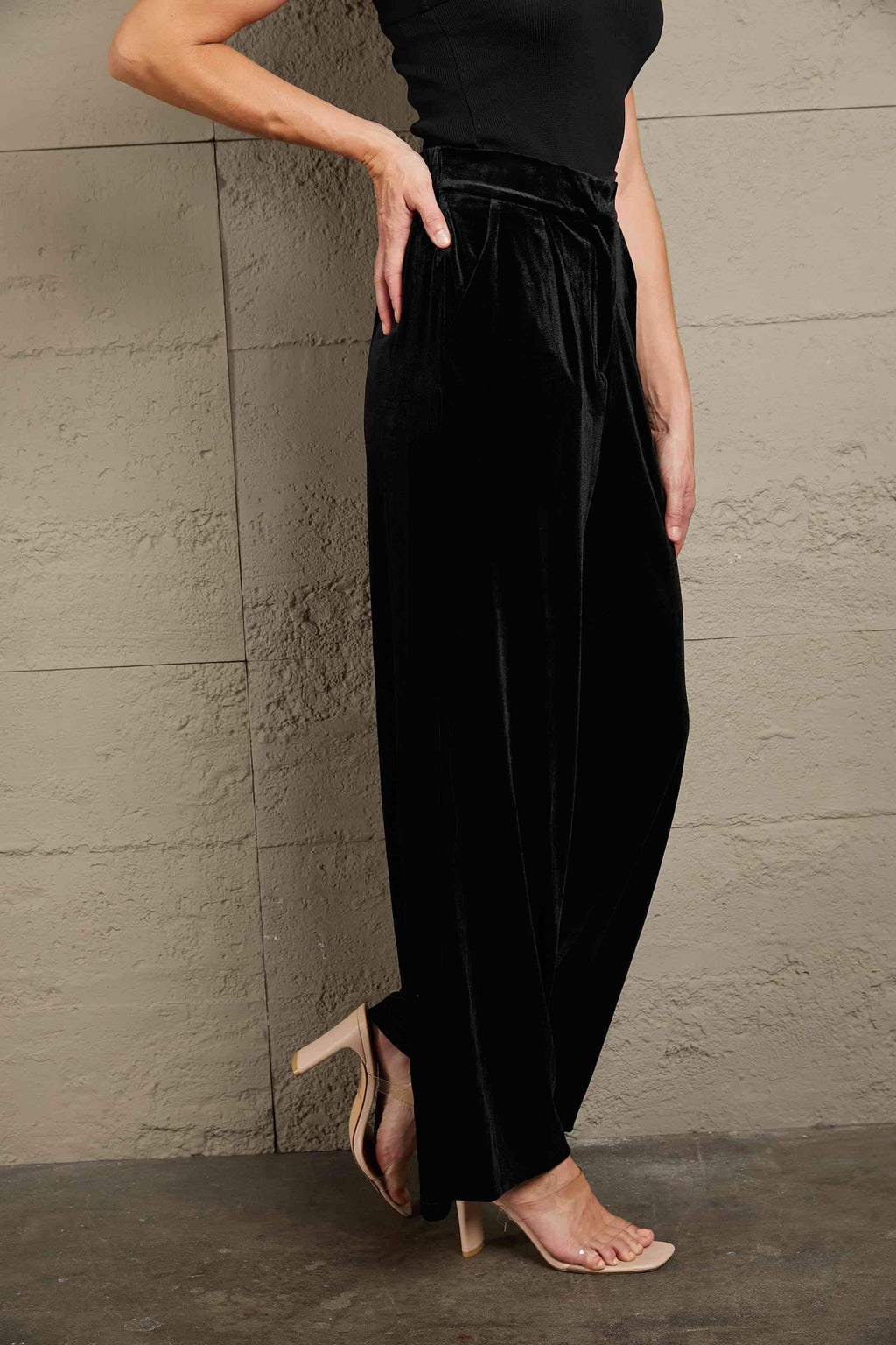 Double Take Loose Fit High Waist Long Pants with Pockets - SwagglyLife Home & Fashion