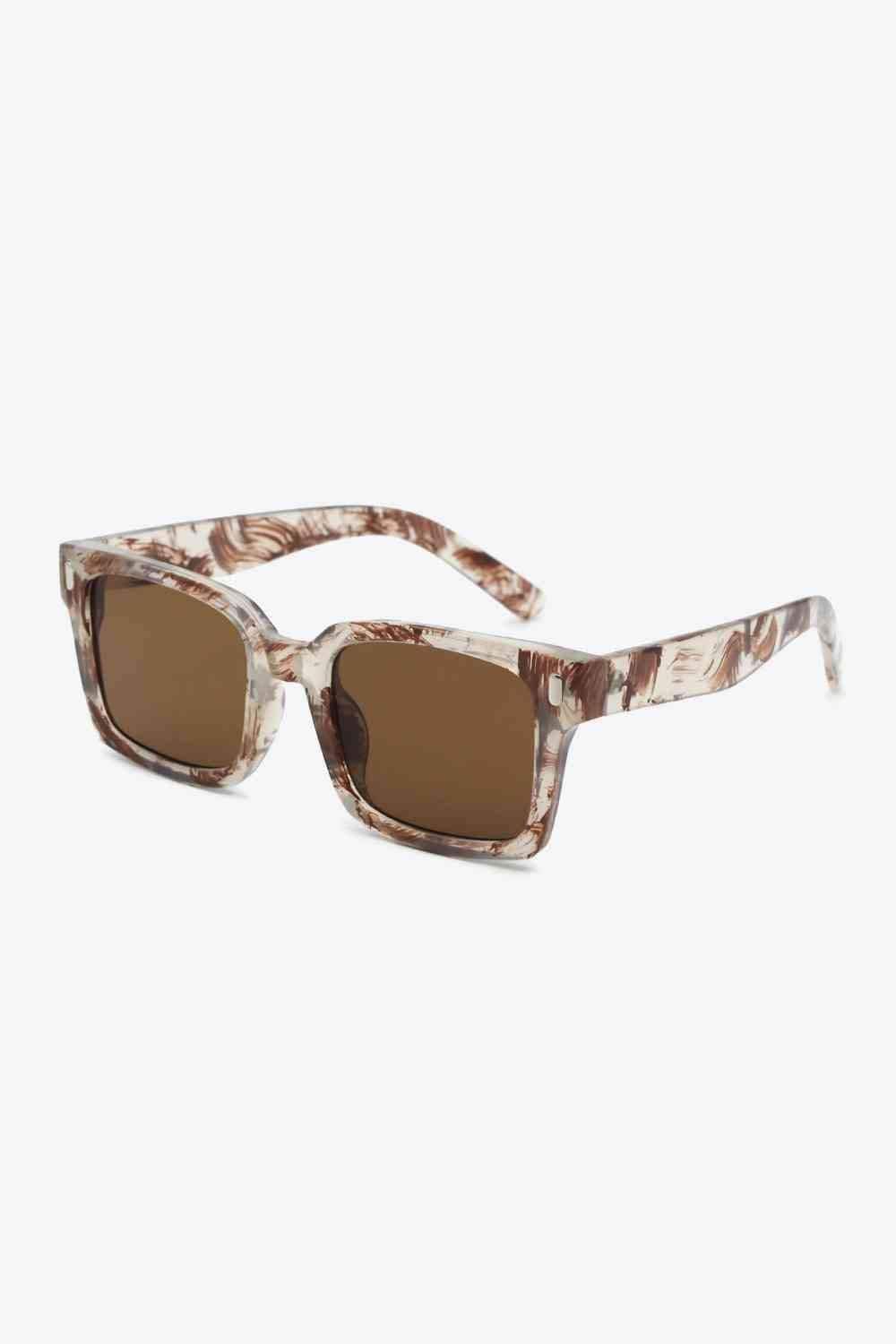 Emily UV400 Polycarbonate Square Sunglasses in Chestnut One Size - Sunglasses photo