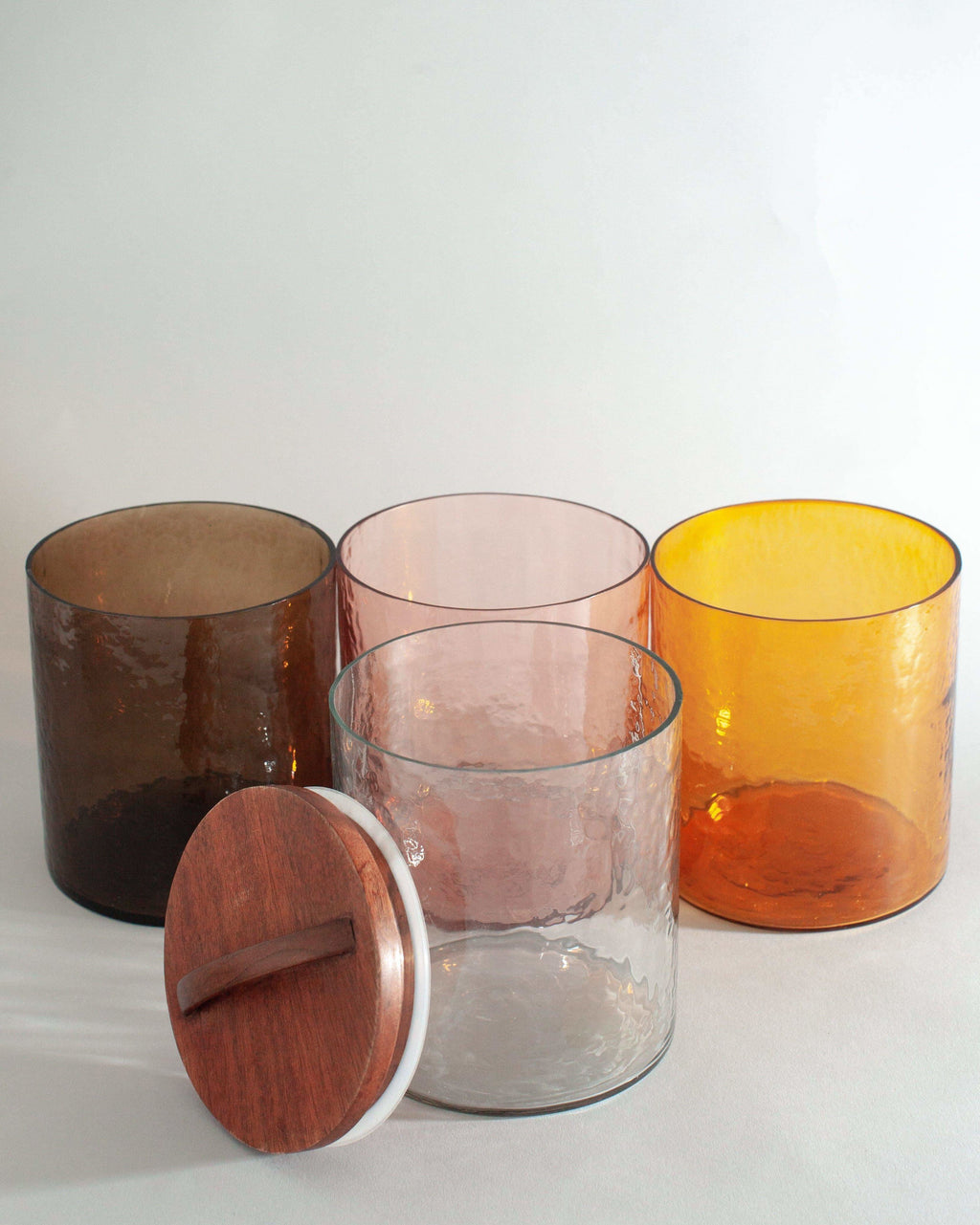 Hammered Glass Canisters with Wood Lid in - Kitchen & Dining photo