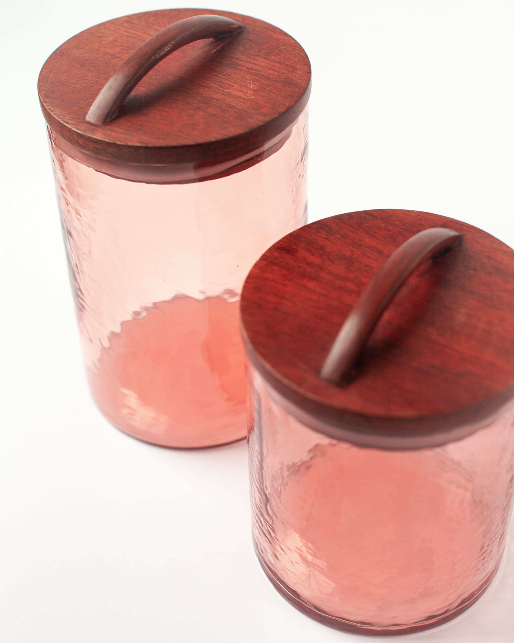 Hammered Glass Canisters with Wood Lid in small Blush - Kitchen & Dining photo