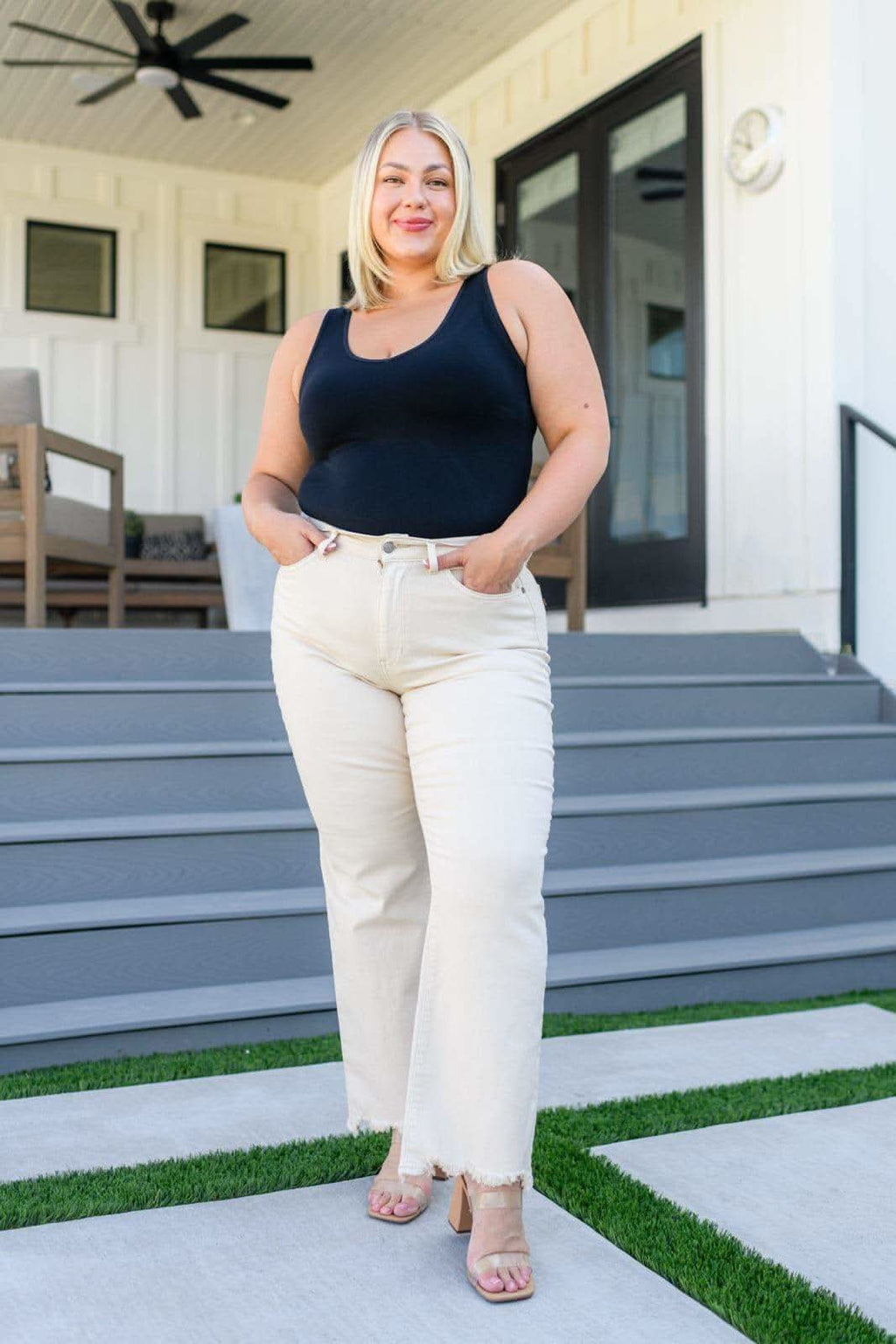 Judy Blue Alice High Rise Over Dyed 90's Straight Jeans in Light Khaki - SwagglyLife Home & Fashion