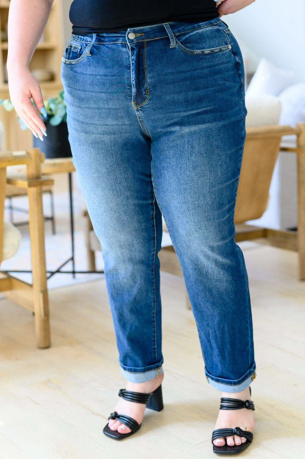 JUDY BLUE Downtown High Rise Boyfriend Jeans - SwagglyLife Home & Fashion