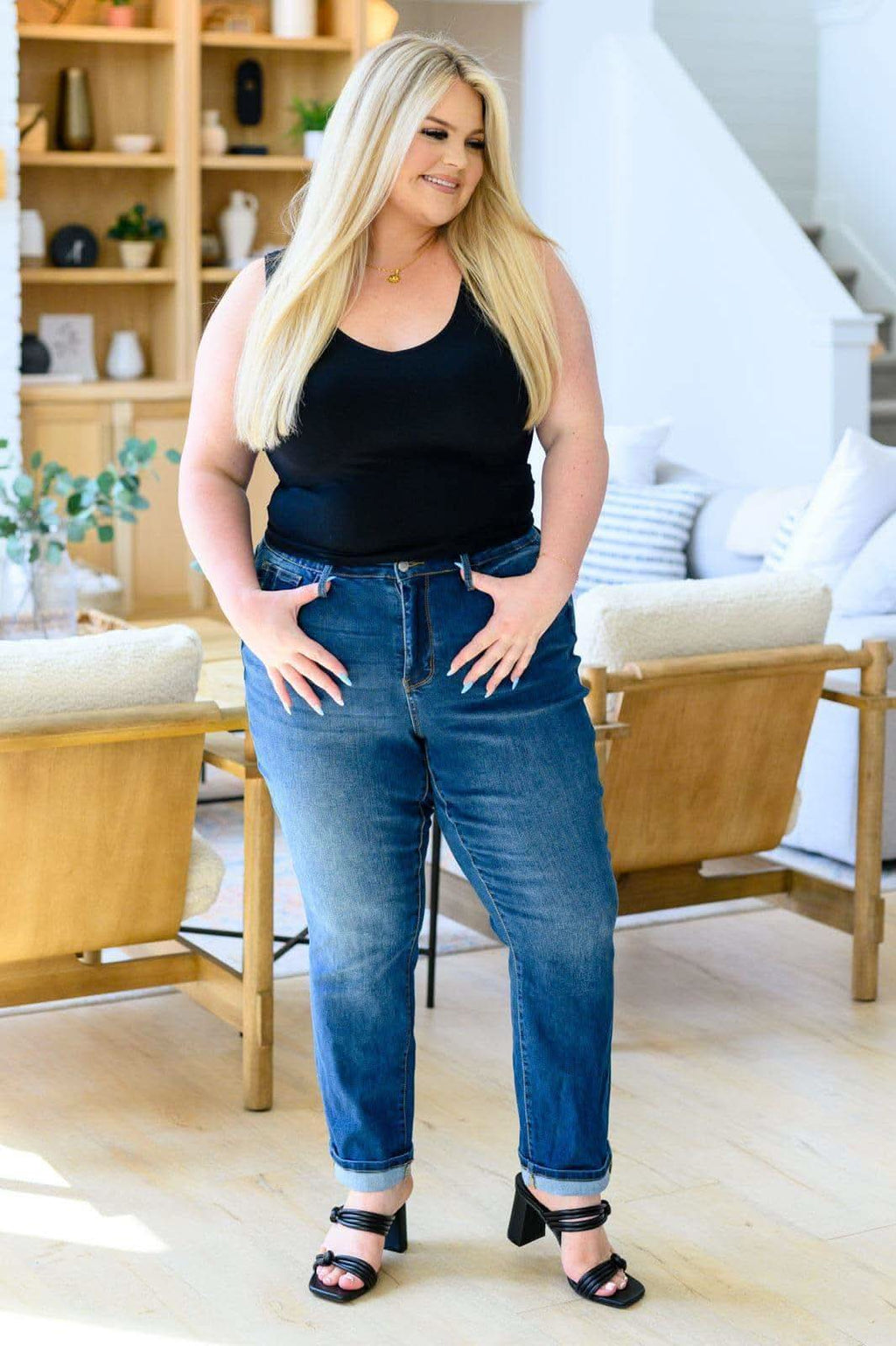JUDY BLUE Downtown High Rise Boyfriend Jeans - SwagglyLife Home & Fashion
