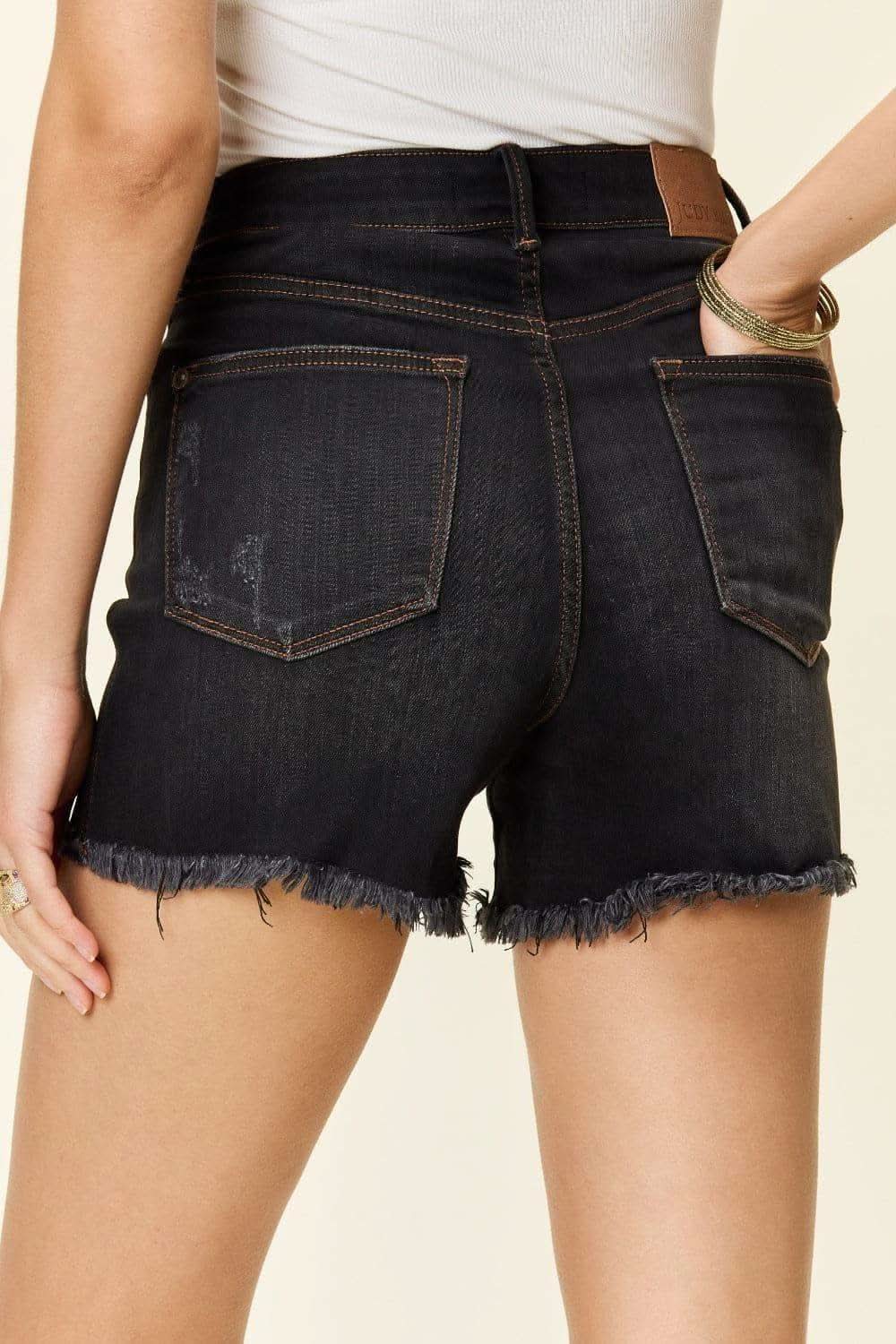 Judy Blue Full Size Tummy Control Fray Hem Shorts in - Shorts photo