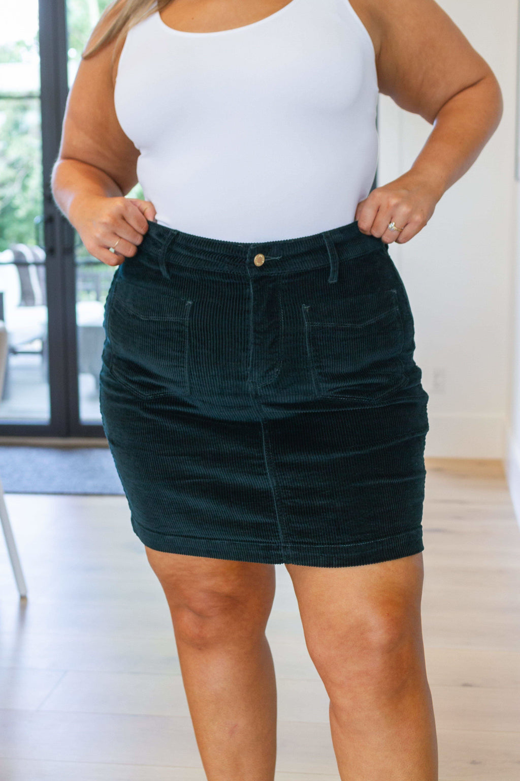 JUDY BLUE Melinda Corduroy Patch Pocket Skirt in Emerald in - Skirts photo