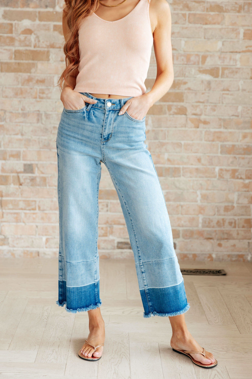 Judy Blue Olivia High Rise Wide Leg Crop Jeans in Medium Wash in - Pants photo