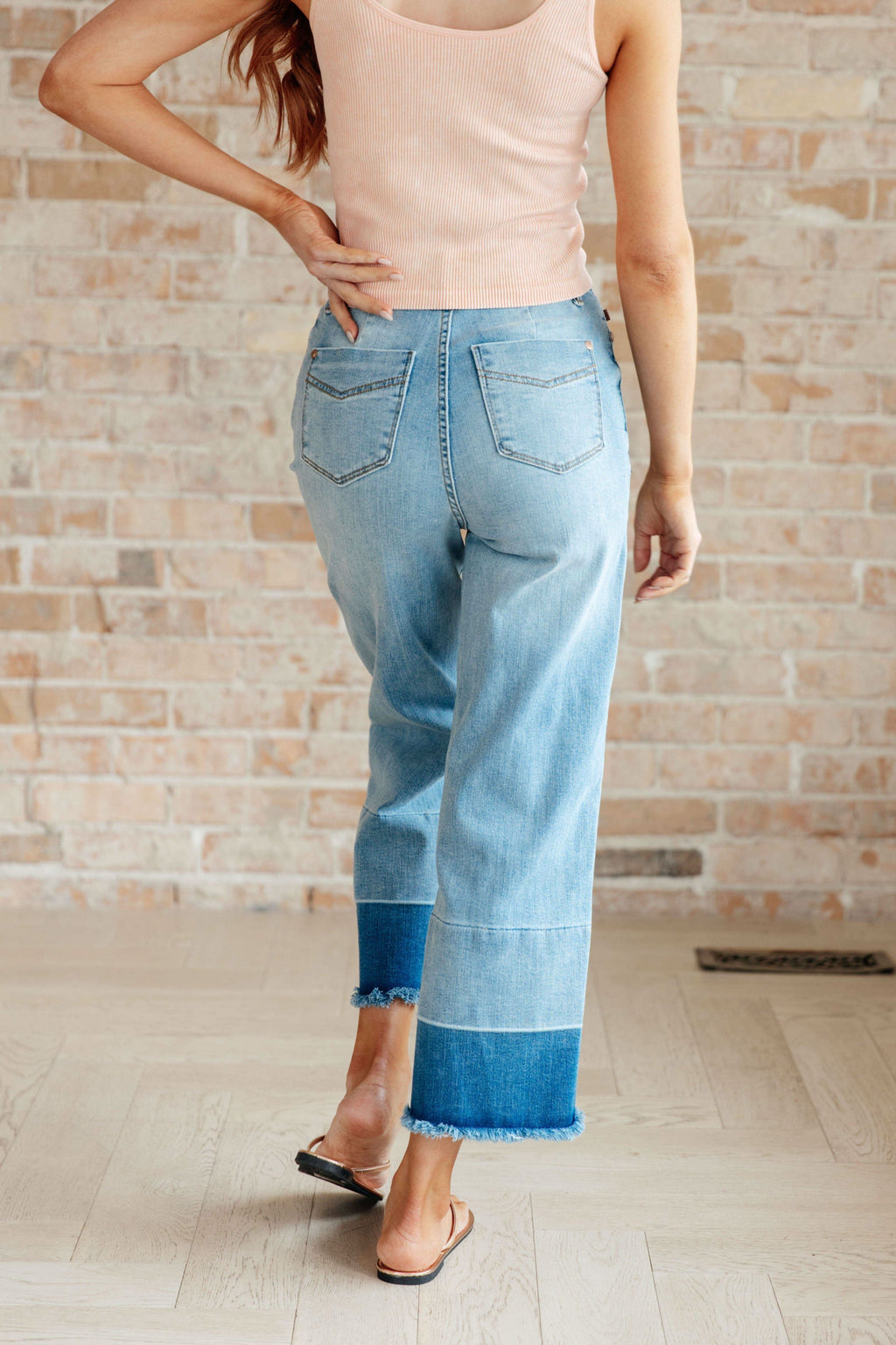 Judy Blue Olivia High Rise Wide Leg Crop Jeans in Medium Wash in - Pants photo