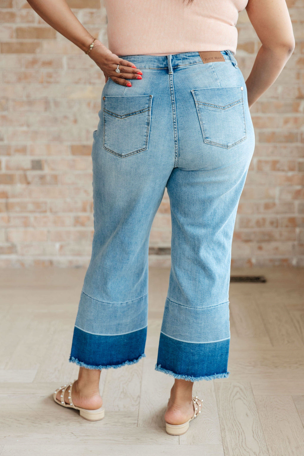 Judy Blue Olivia High Rise Wide Leg Crop Jeans in Medium Wash in - Pants photo