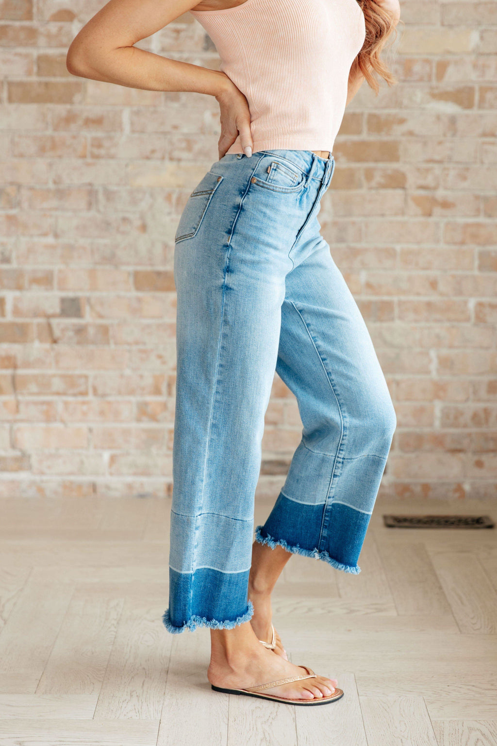 Judy Blue Olivia High Rise Wide Leg Crop Jeans in Medium Wash in - Pants photo