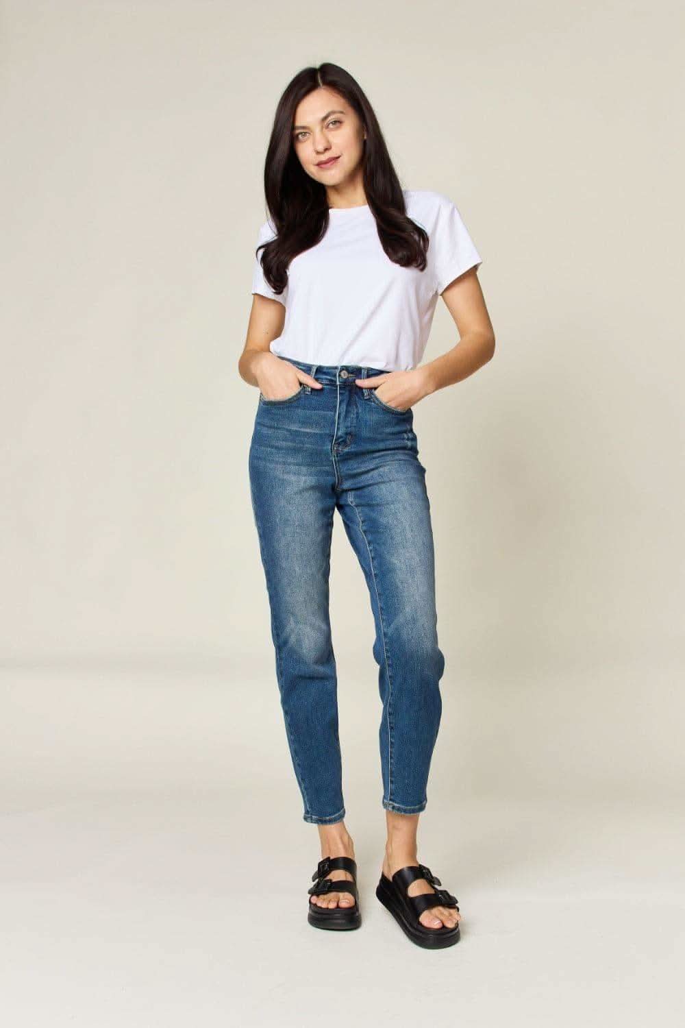 Judy Blue Tummy Control High Waist Slim Jeans - SwagglyLife Home & Fashion