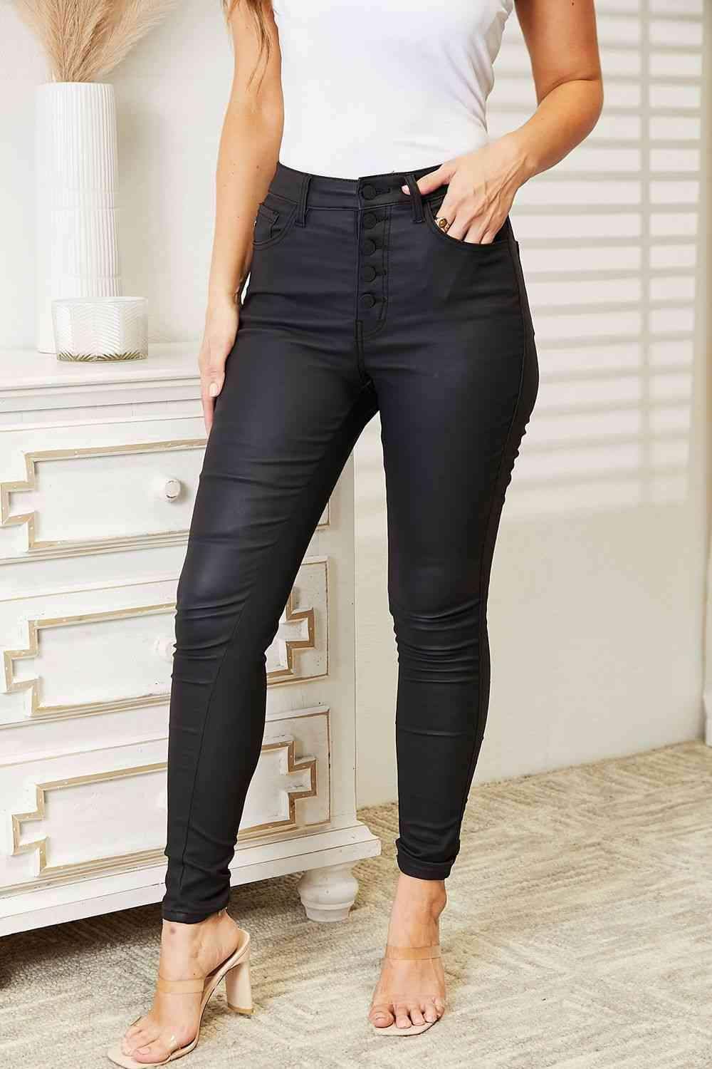Kancan High Rise Black Coated Ankle Skinny Jeans in - Pants photo