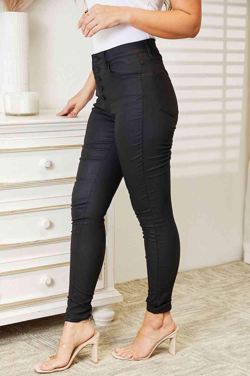 Kancan High Rise Black Coated Ankle Skinny Jeans in - Pants photo