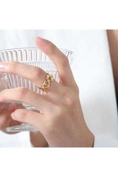 Katherine 18K Gold-Plated Open Ring in Mustard 7 - Rings photo