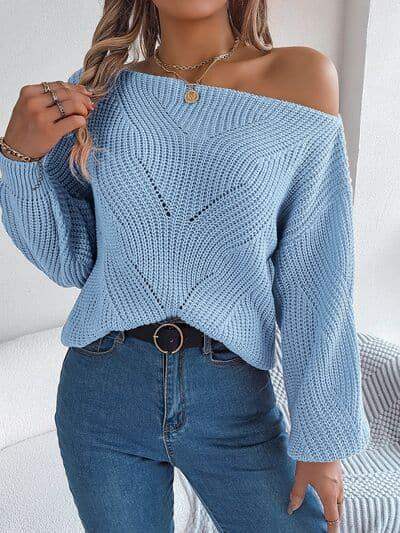 Kayla Openwork Long Sleeve Sweater - SwagglyLife Home & Fashion