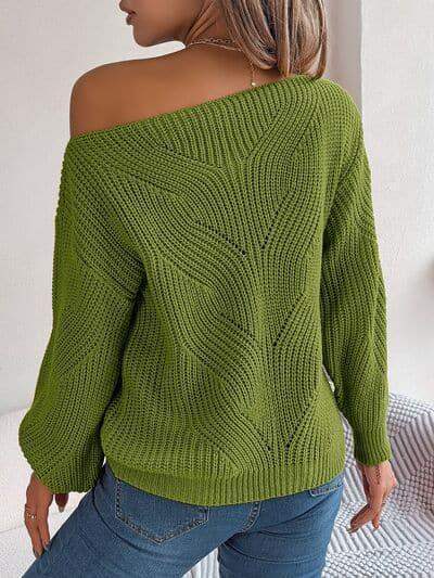 Kayla Openwork Long Sleeve Sweater - SwagglyLife Home & Fashion