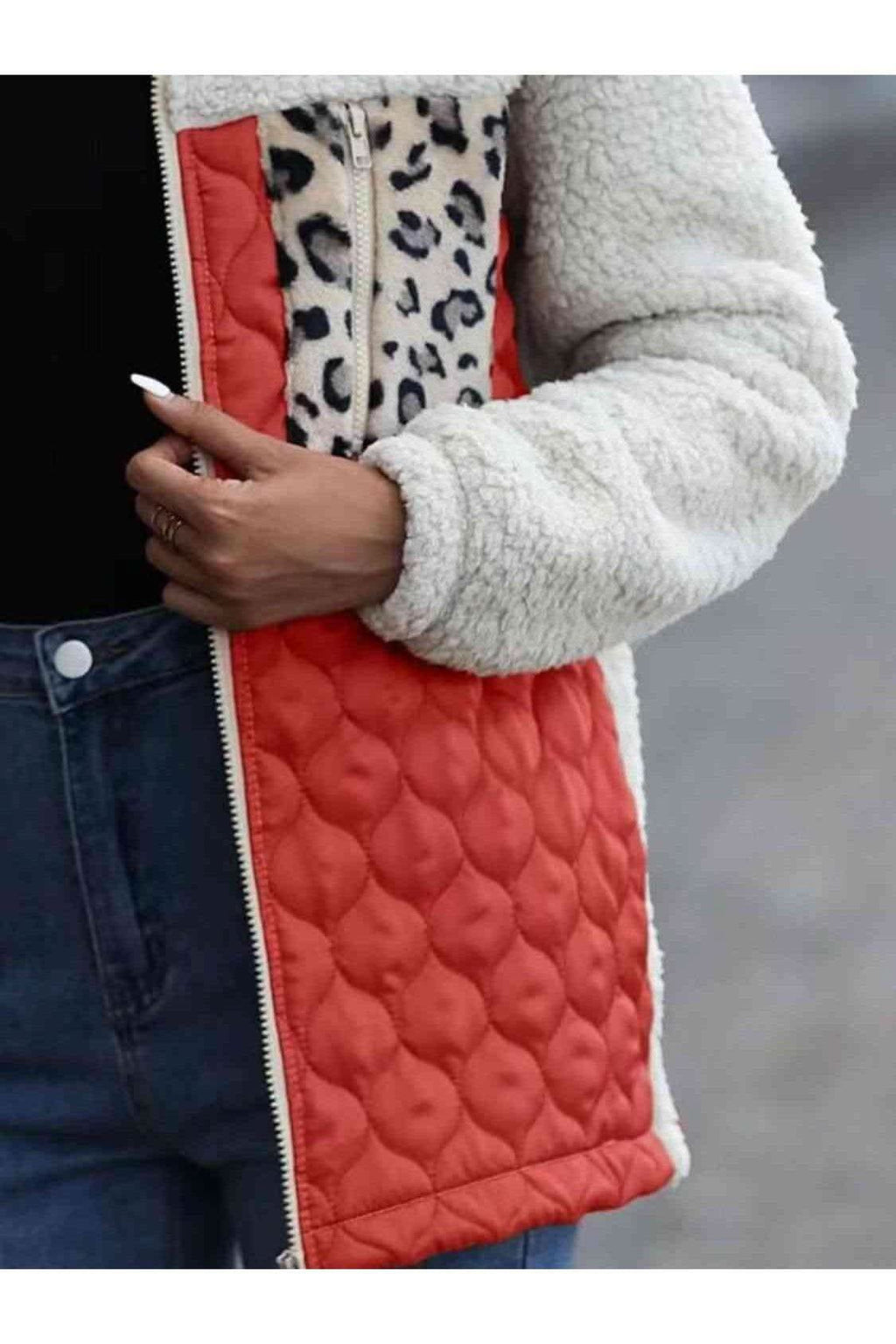 Leona Leopard Color Block Zip-Up Jacket, Multiple Colors - SwagglyLife Home & Fashion