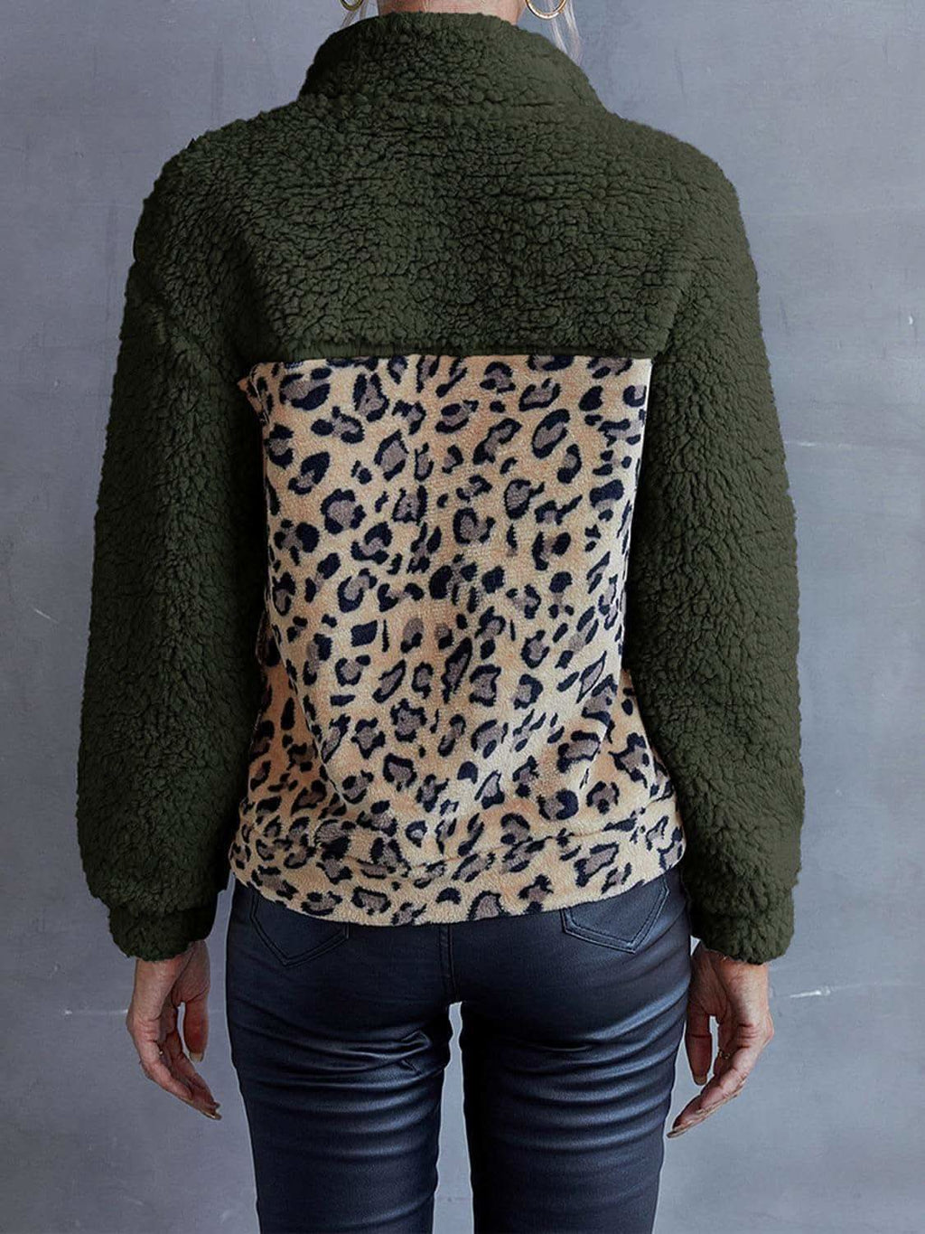 Leona Leopard Quarter-Snap Teddy Sweatshirt in - Shirts & Tops photo