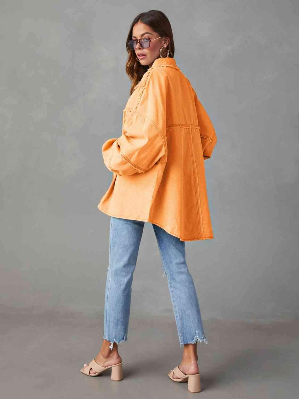 Maeve Dropped Shoulder Raw Hem Jacket - SwagglyLife Home & Fashion