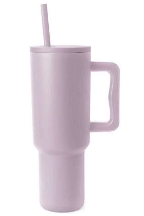 Monochromatic Stainless Steel Tumbler w/ Matching Straw in Lavender One Size - Tumblers photo
